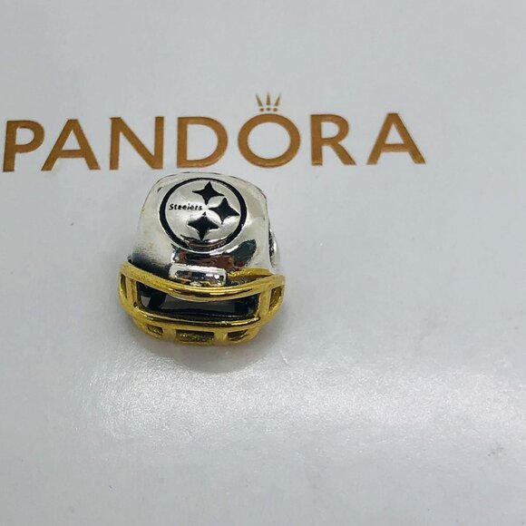 🌞📖Pandora NFL Pittsburgh Steelers Football Helmet Charm - Picture 1 of 4